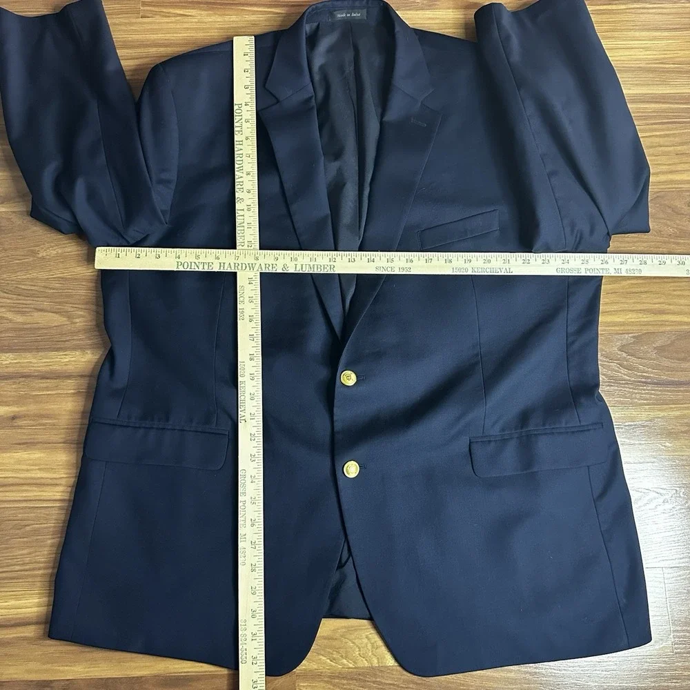 Lauren Ralph Lauren Blazer Mens 50R Blue Wool Gold Button Sport Coat Jacket